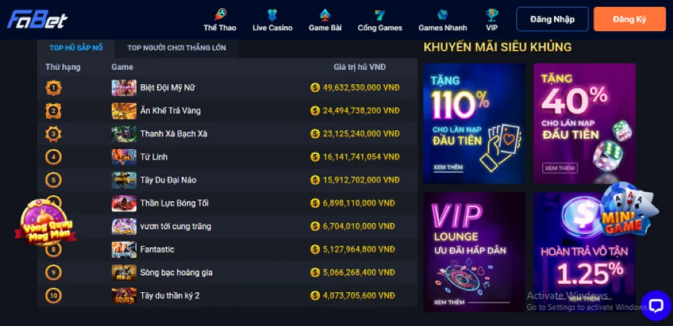 Đa dạng các tựa game Nổ Hũ tại 99wim Win